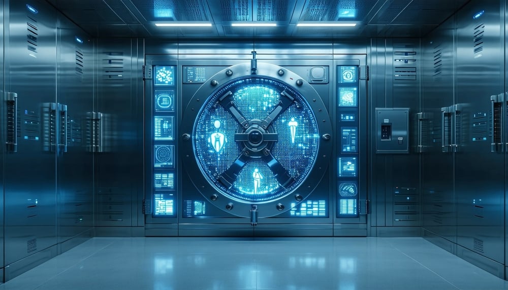 A secure digital vault representing protected health data A secure digital vault representing protected health data